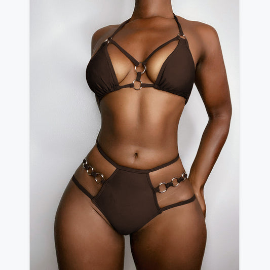 Sexy Metal Ring Lace-Up Bikinis Sets Wholesale Womens Swimwear