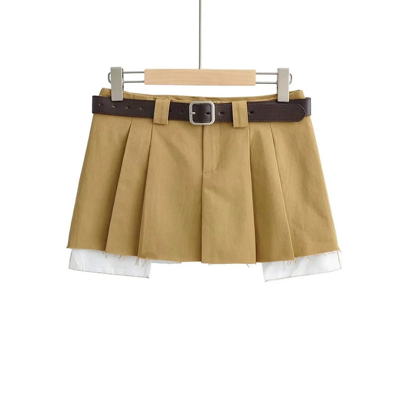 High Waist Fashion Raw Edge Womens Mini Skirt Sexy Wholesale Skirts With Belt