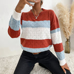 Casual Color Matching Long Sleeve Loose Wholesale Sweaters