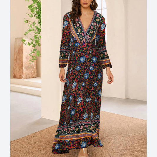 Lantern Long Sleeve Maxi Dresses Wholesale Bohemian Dress For Women