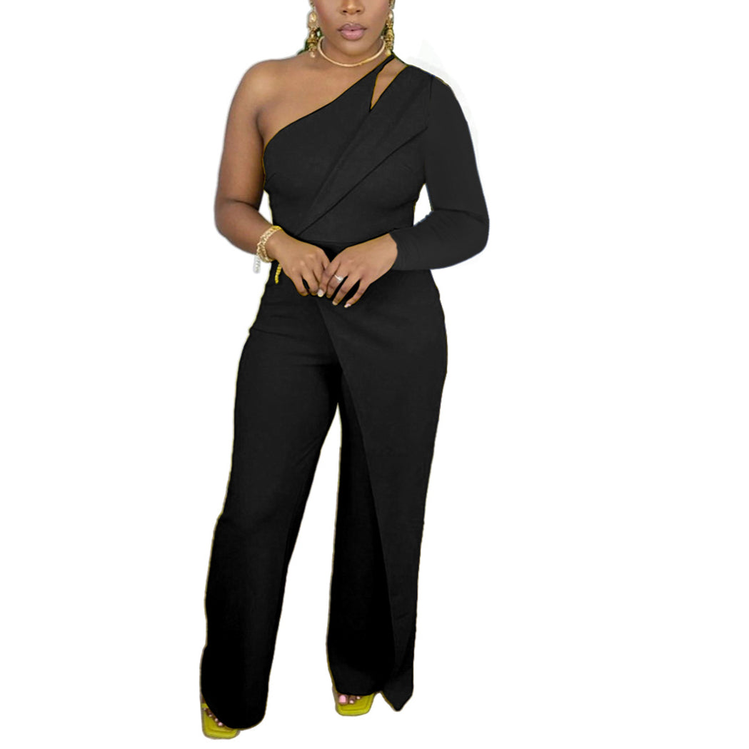 One Shoulder Long Sleeve Women Jump-Suit Wholesale Jumpsuits