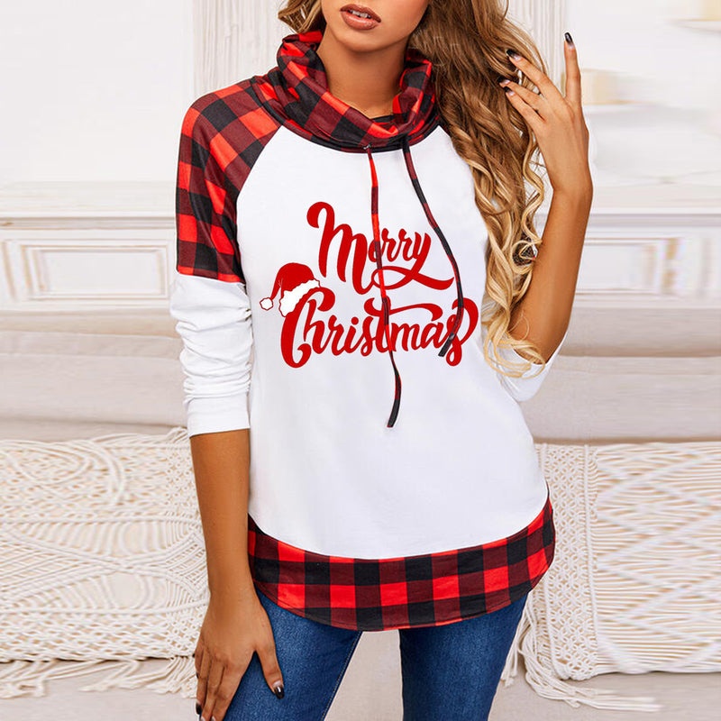 Christmas Plaid Print Lace-Up Sweatshirt Wholesale Womens Tops