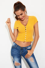 Sexy Slim Fit Deep V-Neck Short Sleeve T-Shirt Cardigan Wholesale Womens Tops