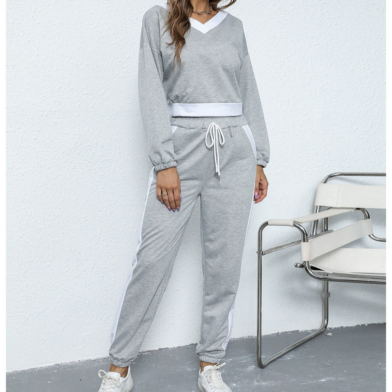 Stitching Casual Women Wholesale Sweater Suit