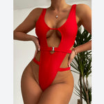 Sleeveless Low Cut Hollow Out Bandage Wholesale One piece Swimsuit For Women