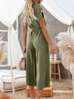Loose Wide-Leg Casual High Waist Cropped Jump Suit Wholesale Jumpsuits