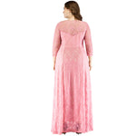 3/4 Sleeve Elegant Swing Curvy Lace Dresses Wholesale Plus Size Clothing