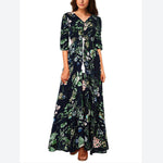 Retro Ethnic Style V-Neck Mid Sleeve Swing Maxi Dresses Casual Wholesale Bohemian Dress For Women