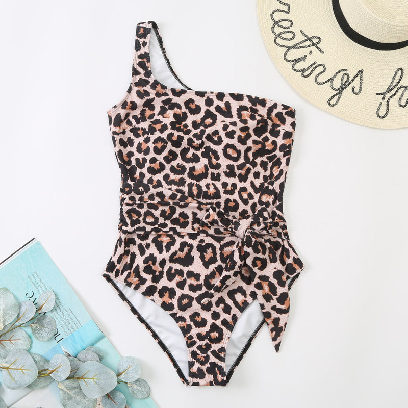 Solid Leopard Print Lace One-Piece Wholesale Womens Swimsuits