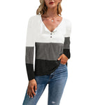 New Autumn And Winter Long-sleeved Colorblock Stitching Top