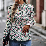 Fashion Print Semi-Turtleneck Long Sleeve Blouse Wholesale Womens Tops