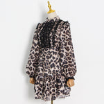 Leopard Print Lantern Sleeve Chiffon Lace Stiching Shirts & High Waist Ruffles Skirts Fashion Wholesale Womens 2 Piece Sets SO531293