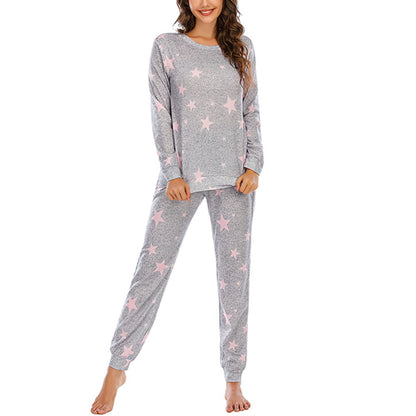 Pentagram Print Long Sleeve Casual Pajamas Sets Wholesale Loungewear