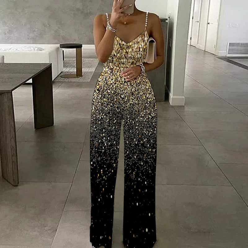 Sleeveless Sexy Backless Sling Cami Jumpsuit Trousers Women's Printed Pant Wholesale Women Clothing