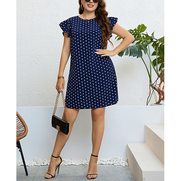 Fashion Polka Dot Print Ruffle Sleeve Dress Wholesale Dresses