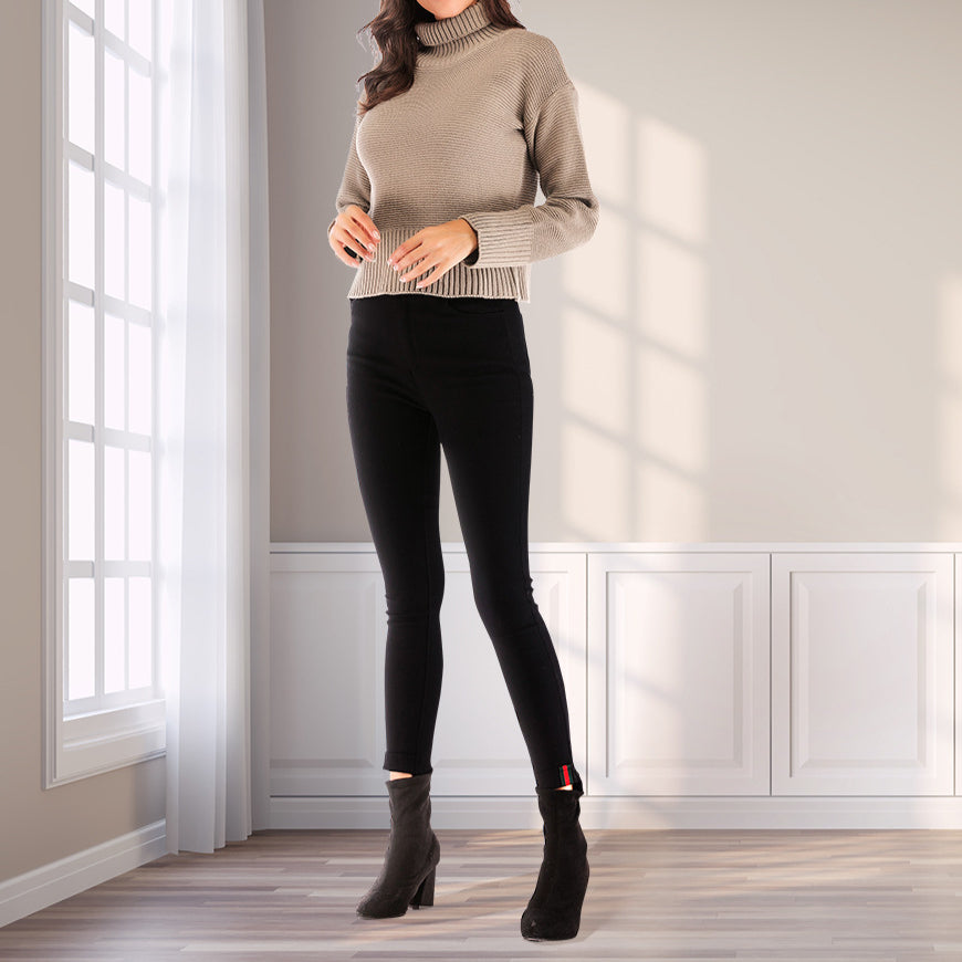 Turtle Neck Khaki Sweater For Women Wholesale