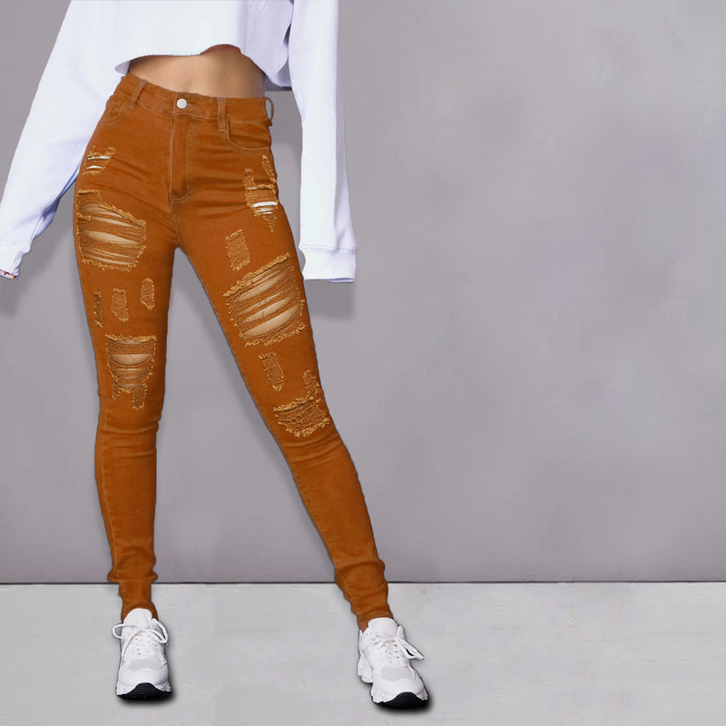 Women'S Slim Ripped Pencil Denim Trousers Wholesale Jeans