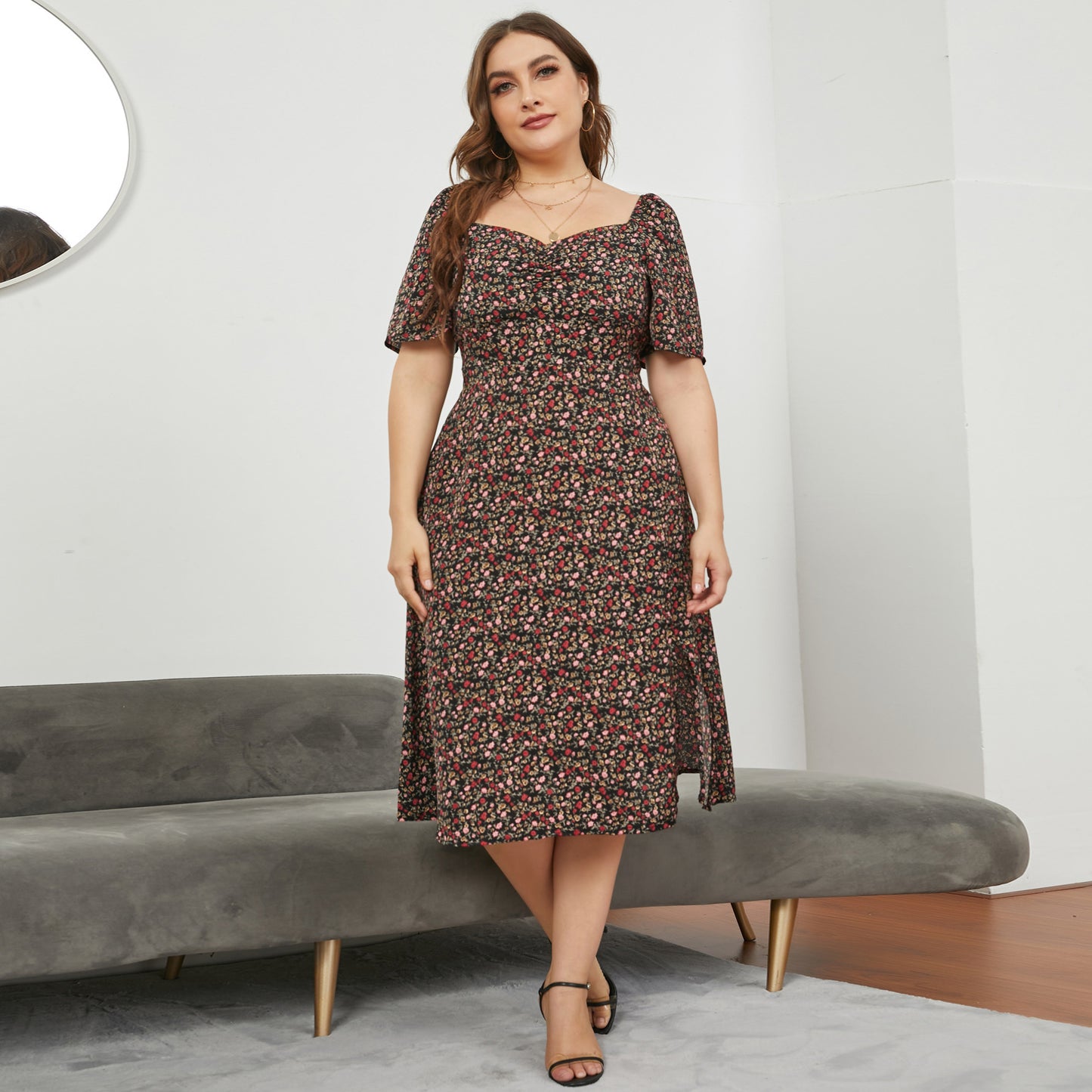 Plus Size Wholesale Vintage Slit Dress