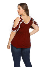 Lace-Paneled Short-Sleeved Wholesale Plus Size Tops For Valentine'S Day