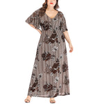 Wholesale Women'S Plus Size Clothing V-Neck Short Sleeve Vintage Print Bohemian Dress