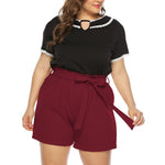 Solid Color Wholesale Plus Size Clothing Women'S Straight Bowknot Casual Shorts Wide Leg Pants