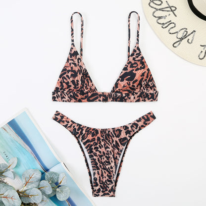 Split Swimsuits Fashion Print Sexy Mini Bikini Womens 2 Piece Sets Swimwear Wholesale Vendors