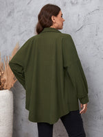 Wholesale Plus Size Women Clothing Commuter Versatile Solid Color Pocket Long Sleeve Folding Collar Shirt