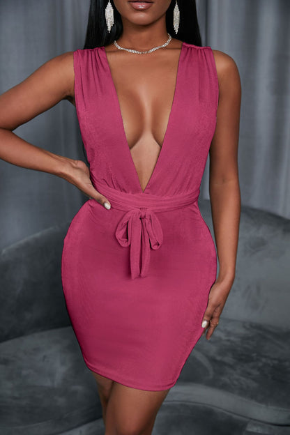 Sexy Solid Color Lace-Up Backless Wrap Dress Wholesale Dresses Bodycon Women'S Clubwear