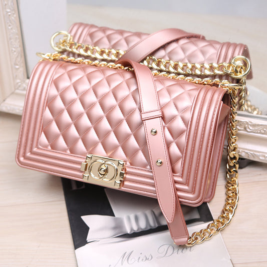 Fashion Matte Rhombic Jelly Bag Shoulder Chain Wholesale Fashion Handbags