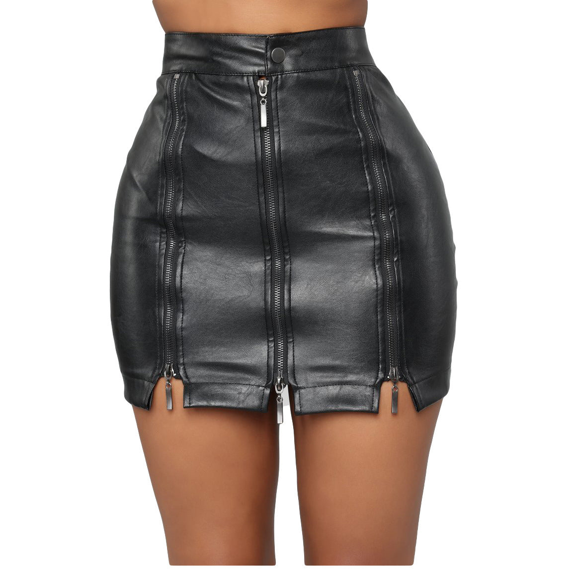 High Waist Bag Hip Nightclub PU Zipper Design Leather Wholesale Skirts Short Sexy Womens Clothes