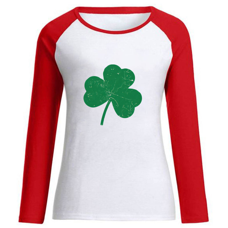 St Patricks Day Shamrock Printed Wholesale Blouses Long Sleeve