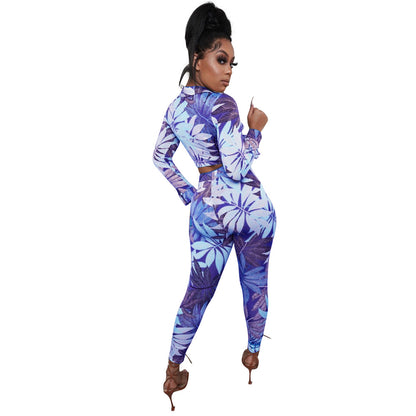 Fashion Printed Ladies Two-Piece Sets Wholesale Women Blouses And Pants