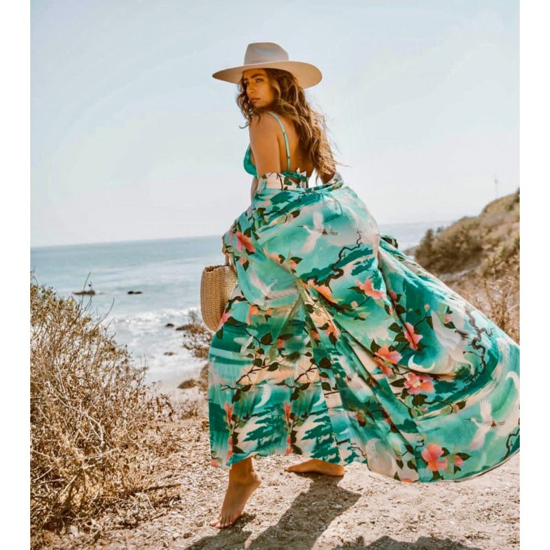 Chiffon Printed Womens Beachwear Cover Up Sunscreen Vacation Outerwears Wholesale Cardigans