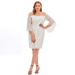 Elegant Off-Shoulder Lace Bodycon Dress Long Sleeve Wholesale Plus Size Clothing