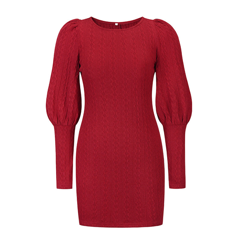 Long Sleeve Slim Fit Knitted Dress Wholesale Clothing