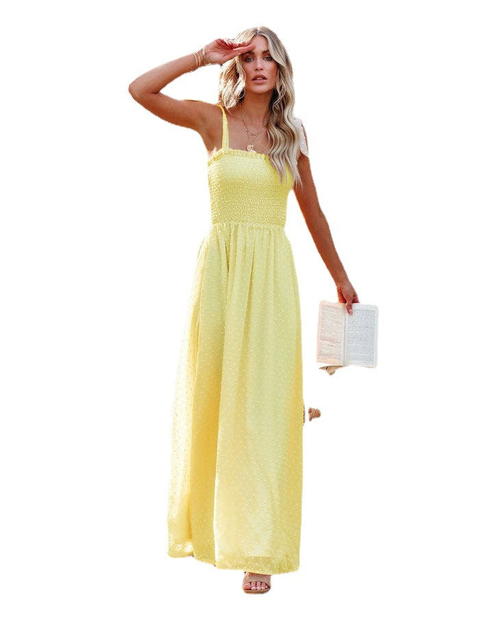 Resort Strappy Chiffon Vacation Sling Dress Wholesale Maxi Dresses