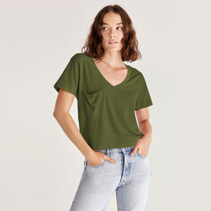 Summer Casual Wholesale T Shirts V-Neck Loose Short-Sleeved Solid Color Womens Tops