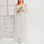 Sexy Off Shoulder Lace Dress Solid Color Wedding Bridesmaid Maxi Dress Wholesale Plus Size Clothing