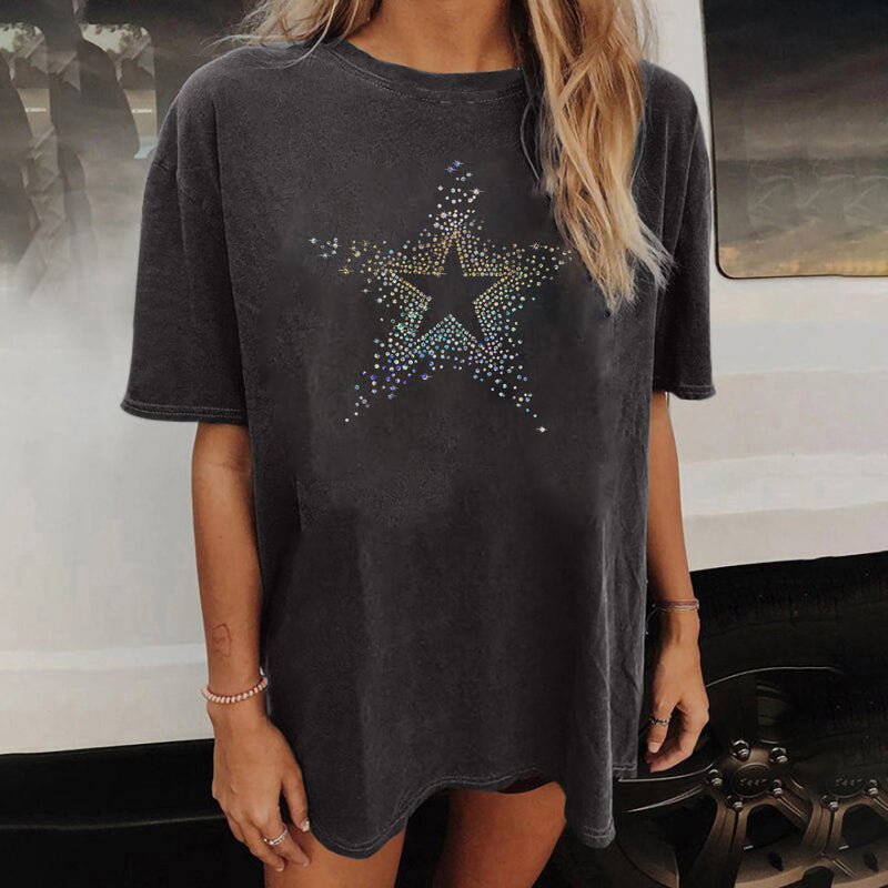 Loose Fashion Short Sleeve Summer Sequin Tops Wholesale Women'S T Shirts
