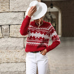 Xmas Wholesale V-Neck Knit Women Sweater