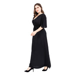 V Neck Flare Short Sleeve Curvy Maxi Dresses Wholesale Plus Size Clothing
