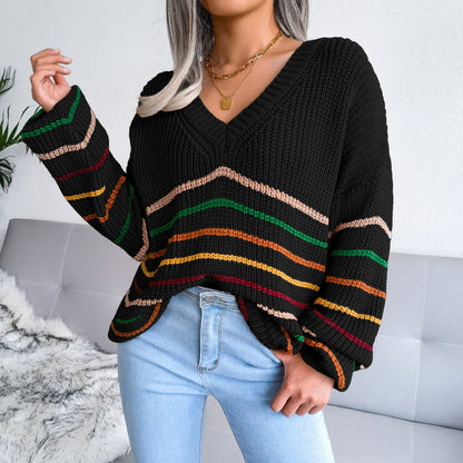 Rainbow Striped Wholesale Women Sweater