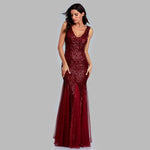 Sleeveless Sequin Mesh Bridesmaid Maxi Evening Dress Wholesale Prom Dresses