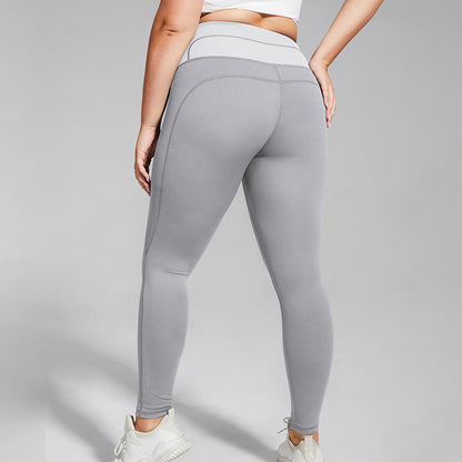 Colorblock High Waist Hip Lift Yoga Sport Leggings Wholesale Plus Size Clothing