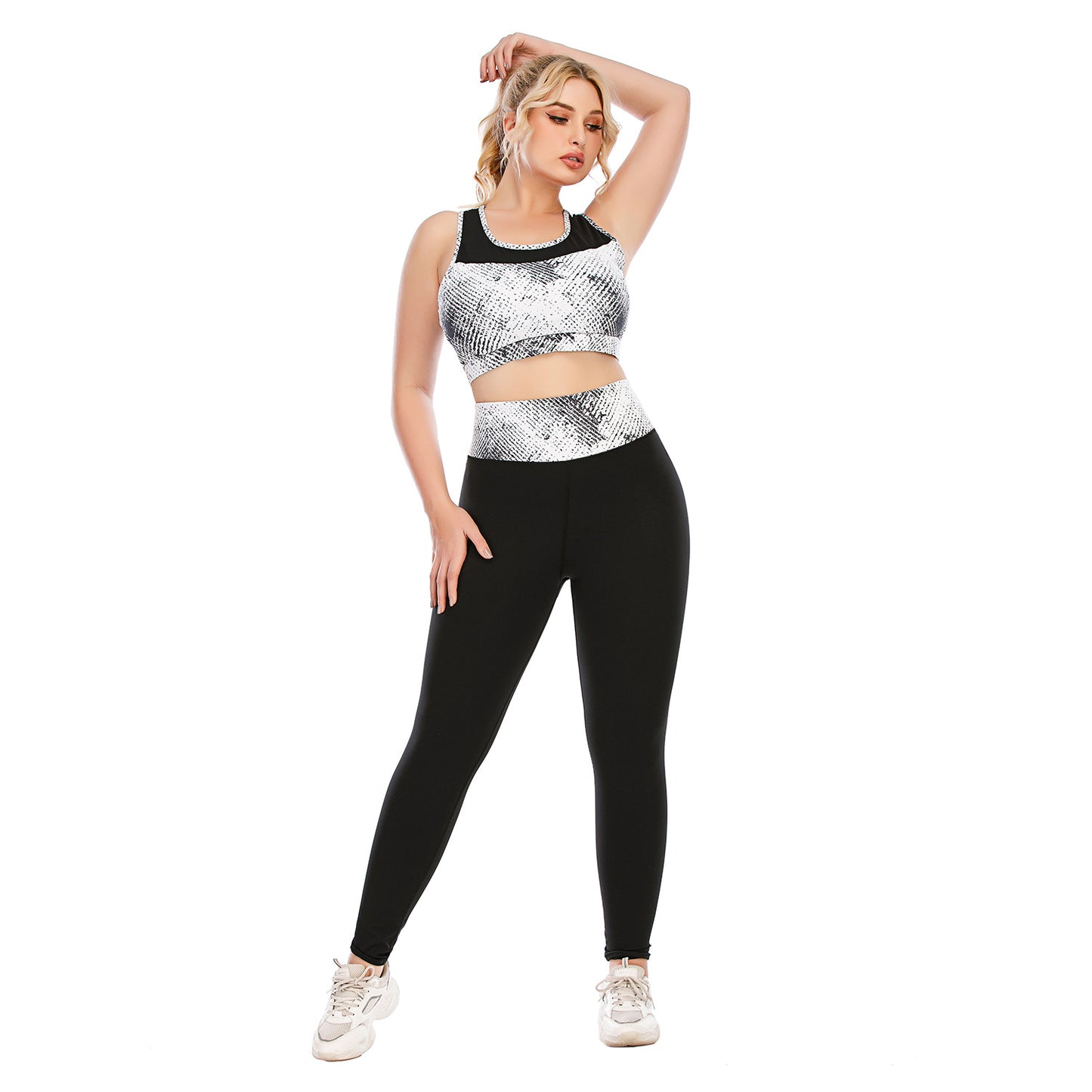 Sport Bra & Leggings Snakeskin Print Curvy Fitness Yoga Suits Workout Plus Size Two Piece Sets Wholesale