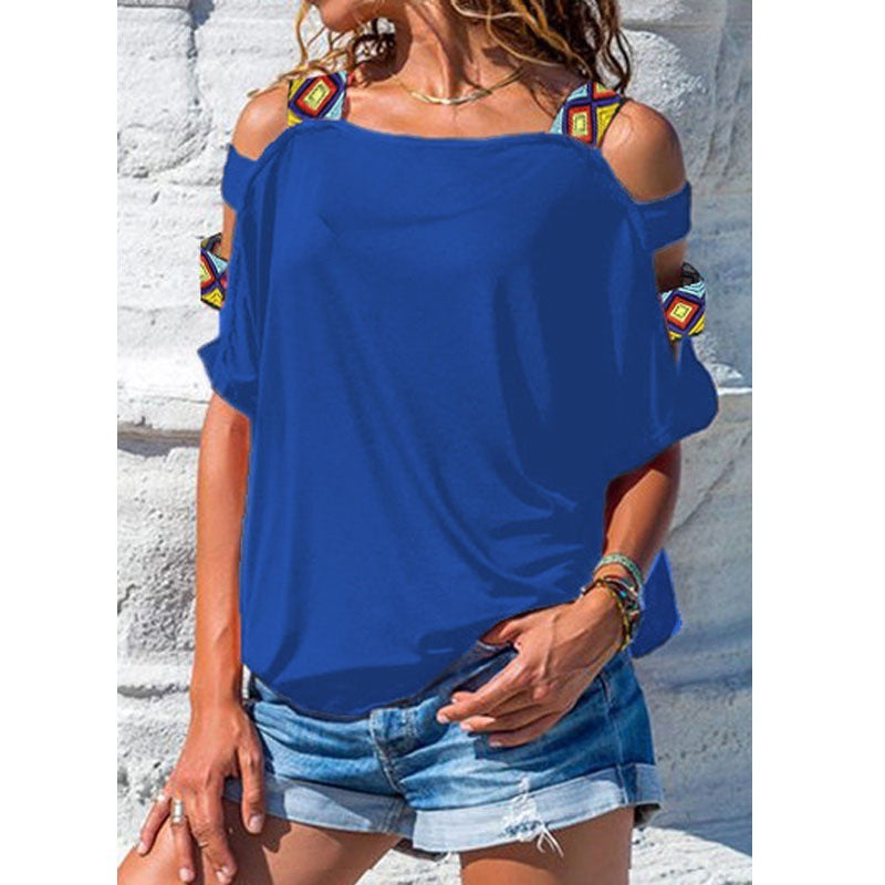 Casual Off Shoulder Top Solid Color Short Sleeve Wholesale Clothing Tshirts