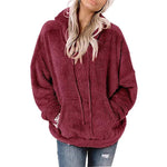 Solid Color Pocket Casual Plush Long Sleeve Hoodie Wholesale Womens Tops