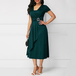 Short Sleeve Elegant Wholesale Dresses Solid Color Office Wearing