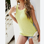 Crew Neck Sleeveless Backless Knotted Knit Wholesale Tank Tops