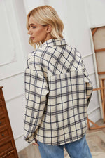 Plaid Printed Loose Long Sleeve Womens Tops Wholesale Sweatshirts Casual Zip Design